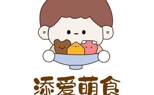 卡通人物吃美食的logo设计