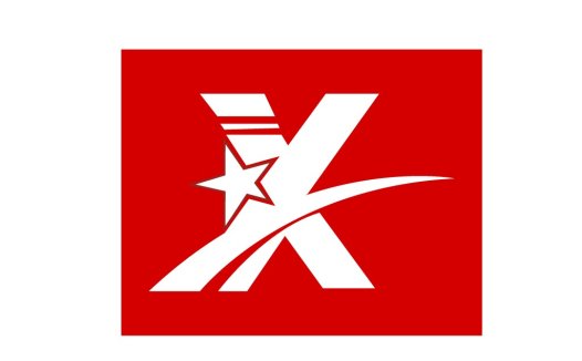 红色背景白色X形标志设计