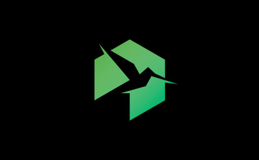 简洁现代风格的绿色鸟形logo设计