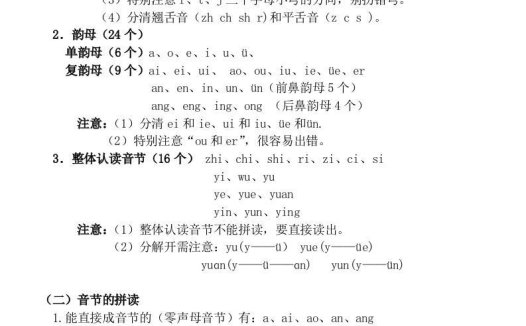 部编一年级上册语文重要考点