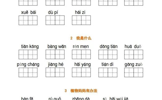 二上语文:看拼音写词语