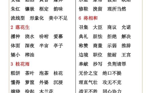 【2025秋新版】【五年级上册语文】课内重点词语听写