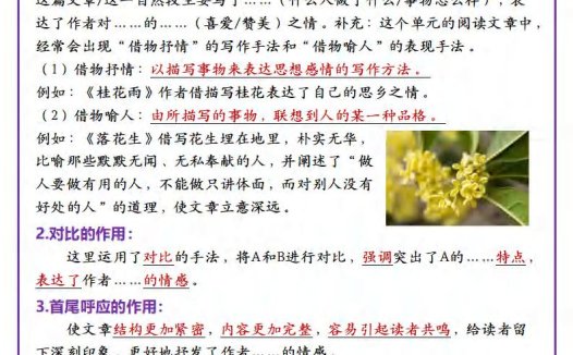 五年级上册语文课内阅读理解答题技巧