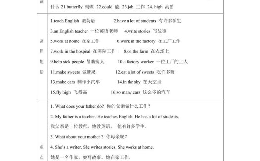 【单元热点难点】译林版（三起）英语五年级上册Unit5Whatdotheydo教材划重点