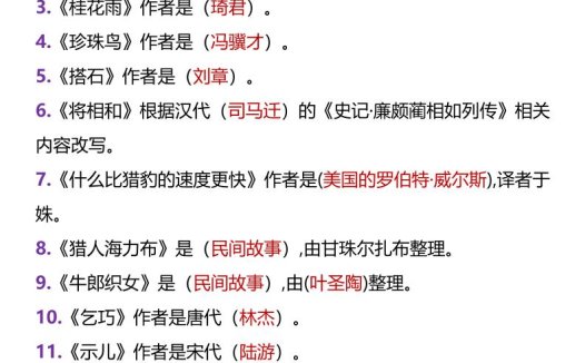 【2025秋新版】五年级上册语文课内常考文学常识汇总
