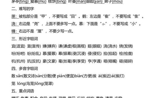 五上语文1-4单元期中必考知识汇总