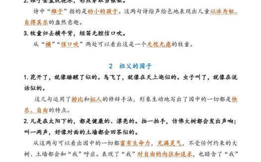 五年级语文期中复习句子品析