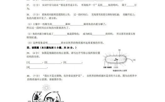 八年级（上）生物期末试卷1-2卷北师大版