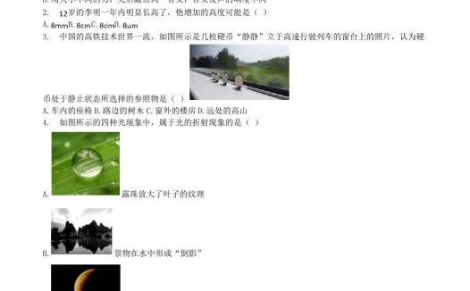 2020-2021学年江苏省常州市溧阳市八年级上学期期末物理试题及答案(Word版)