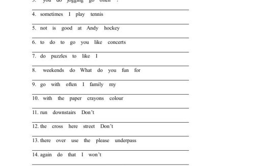 四年级英语上册连词成句专项练习(人教版一起点)