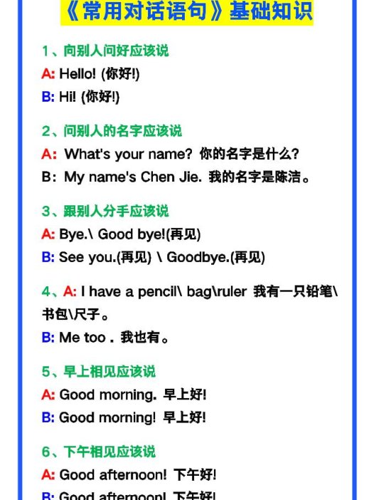 【2025秋新版】六年级英语上册《常用对话语句》